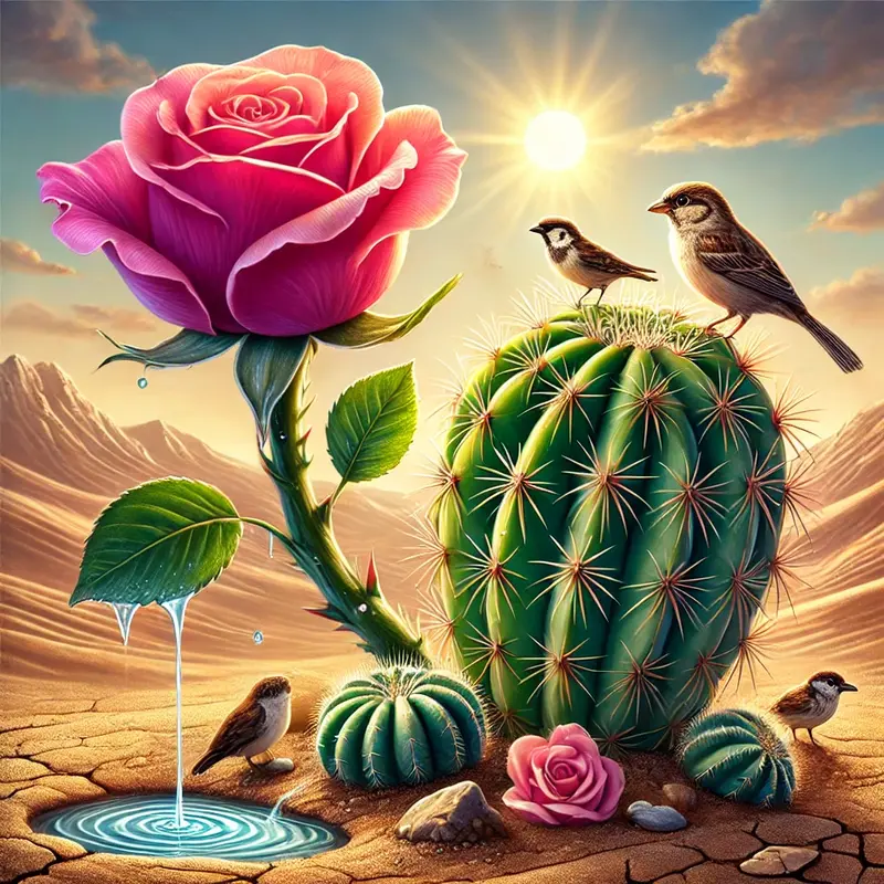 The Proud Rose and the Wise Cactus: A Tale of Inner Beauty and Kindness